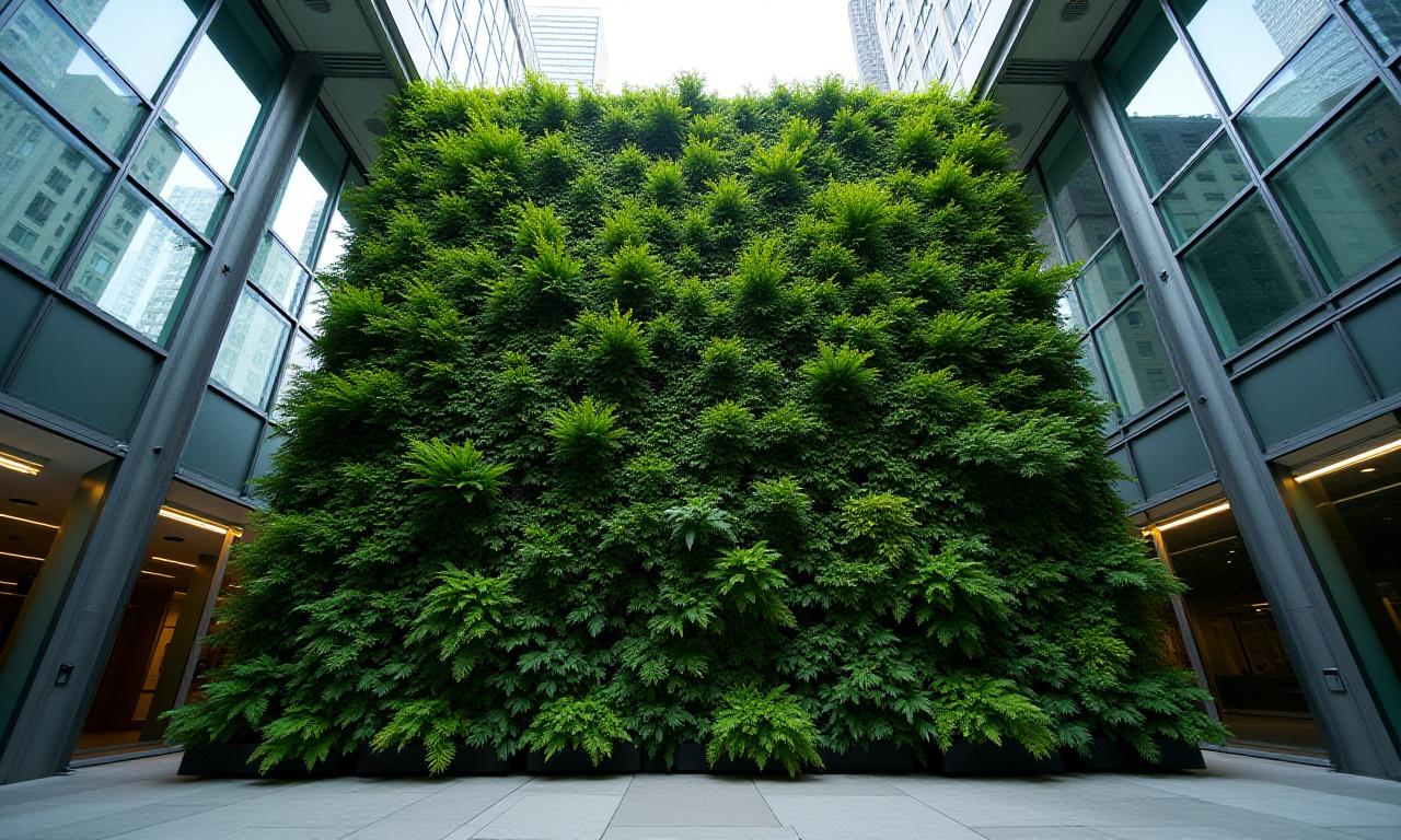 Lush vertical farm in a modern city