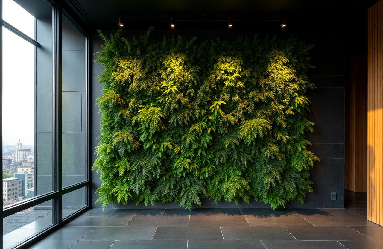Lush vertical garden wall in a NYC office space